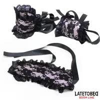 Set de 2 Piezas Antifaz y Esposas de Encaje · LATETOBED BDSM LINE · Máscaras, Antifaces y Mordazas