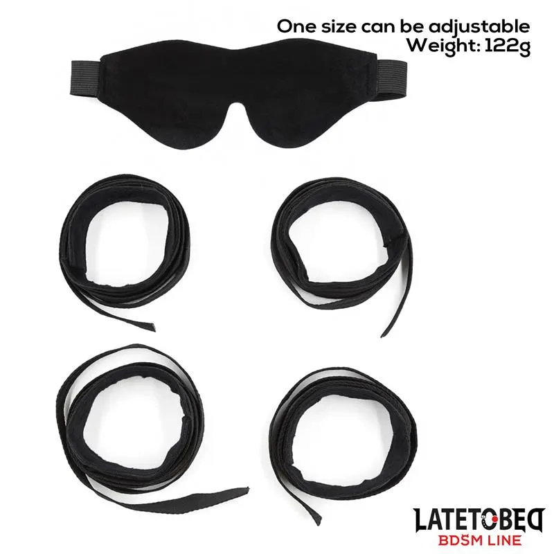 Set de Resticciones 3 Piezas Antifaz, Esposas Muñecas y Tobillos Ajustables · LATETOBED BDSM LINE · Accesorios y Sets — Foto 6
