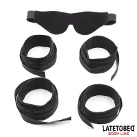 Set de Resticciones 3 Piezas Antifaz, Esposas Muñecas y Tobillos Ajustables · LATETOBED BDSM LINE · Accesorios y Sets