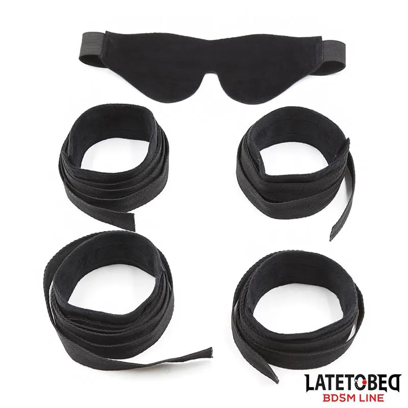 Set de Resticciones 3 Piezas Antifaz, Esposas Muñecas y Tobillos Ajustables · LATETOBED BDSM LINE · Accesorios y Sets