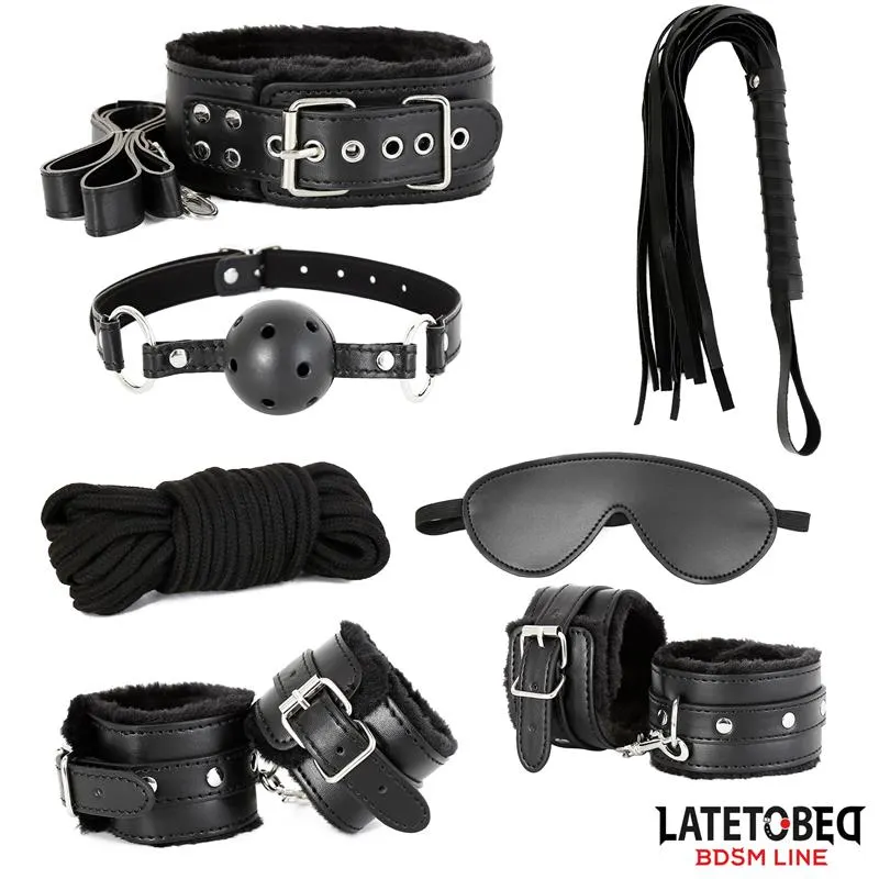 Set de 7 Piezas de Bondage Negro · LATETOBED BDSM LINE · Accesorios y Sets