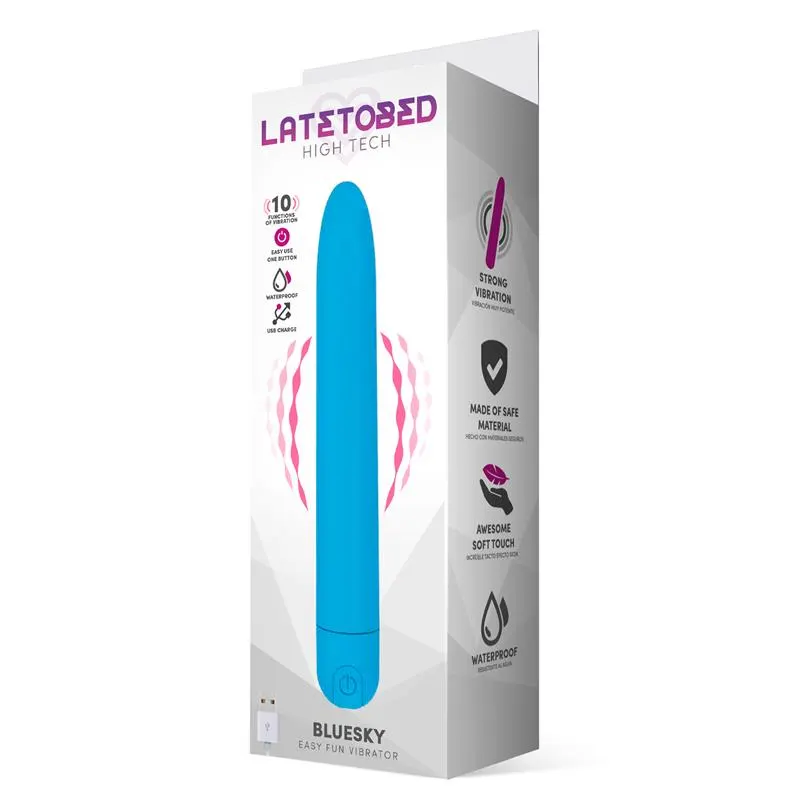Bluesky Vibrador 10 Funciones 18,5 cm USB Azul Mate · LATETOBED · Vibradores — Foto 5