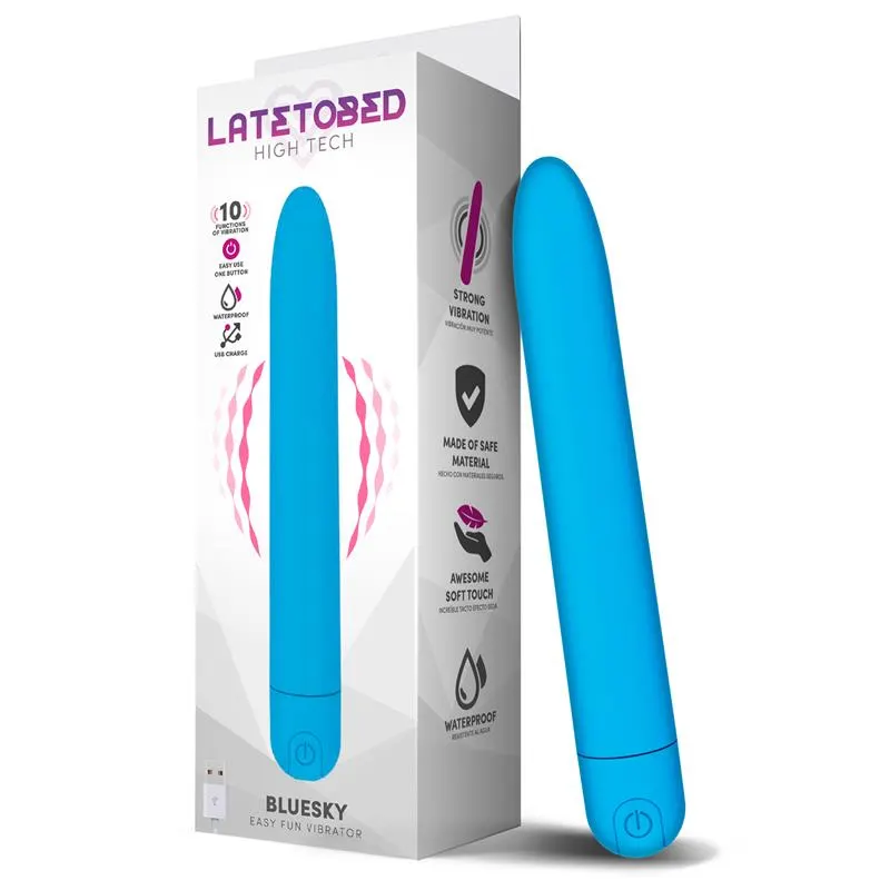 Bluesky Vibrador 10 Funciones 18,5 cm USB Azul Mate · LATETOBED · Vibradores
