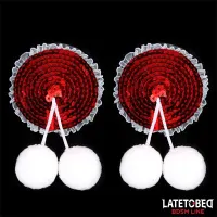 Pezoneras con Lentejuelas Rojas y Pompones Blancos · LATETOBED BDSM LINE · Pinzas y Pezoneras