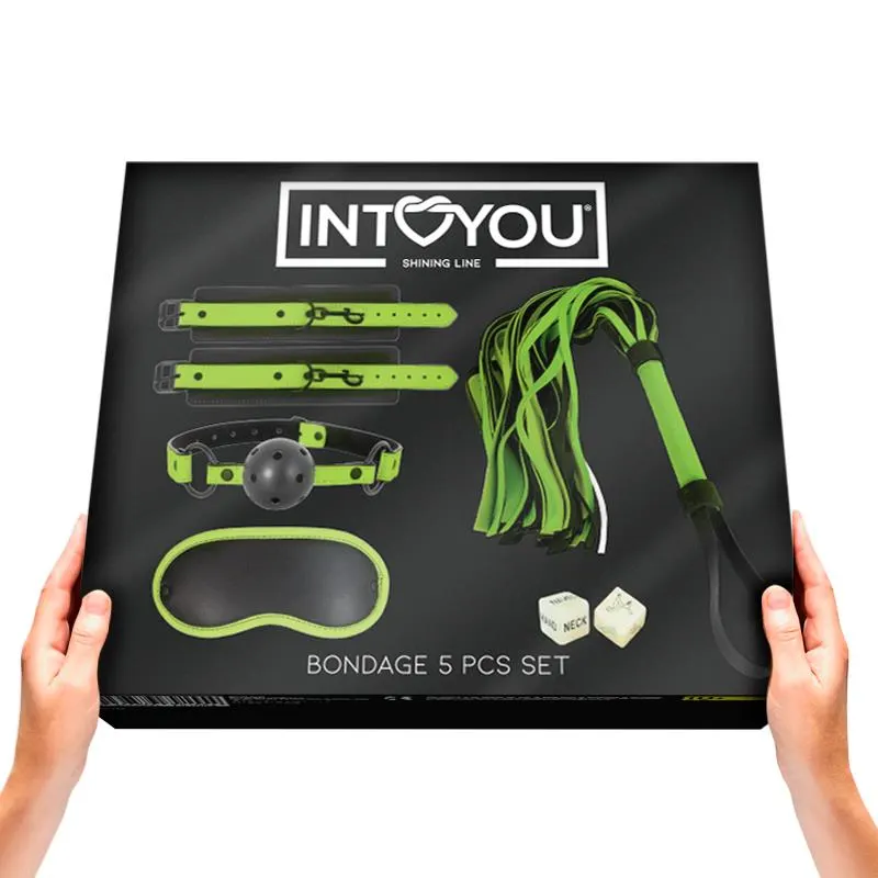 Set de Bondage con 5 Piezas que Brillan en la Oscuridad · INTOYOU SHINING LINE · Accesorios y Sets