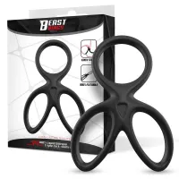 Anillo Triple Pene y Testículos Silicona Líquida Flexible · BEAST RINGS · Anillos para el Pene