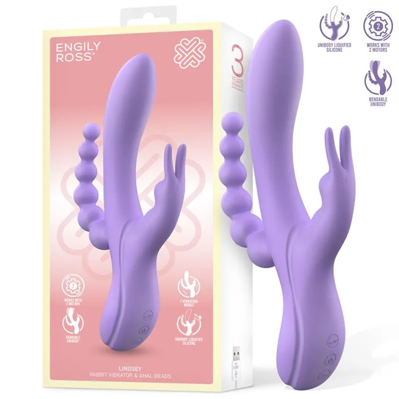 Lindsay Vibrador con Cadena Anal Silicona Líquida Unibody Flexible 2 Motores · ENGILY ROSS · Vibradores