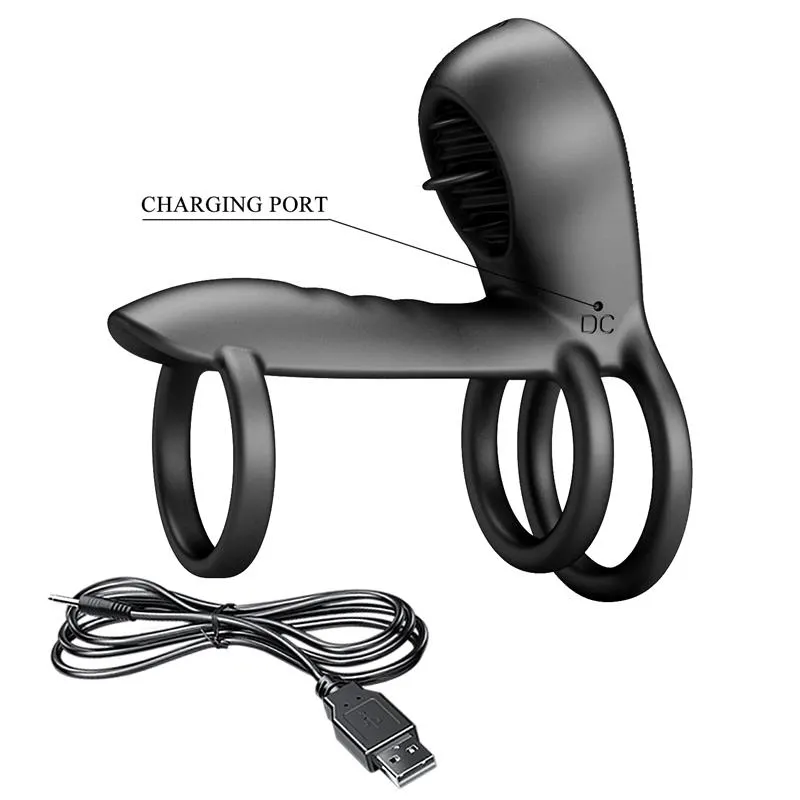 Jammy Anillo Triple con Vibración USB · PRETTYLOVE · Anillos para el Pene — photo 8