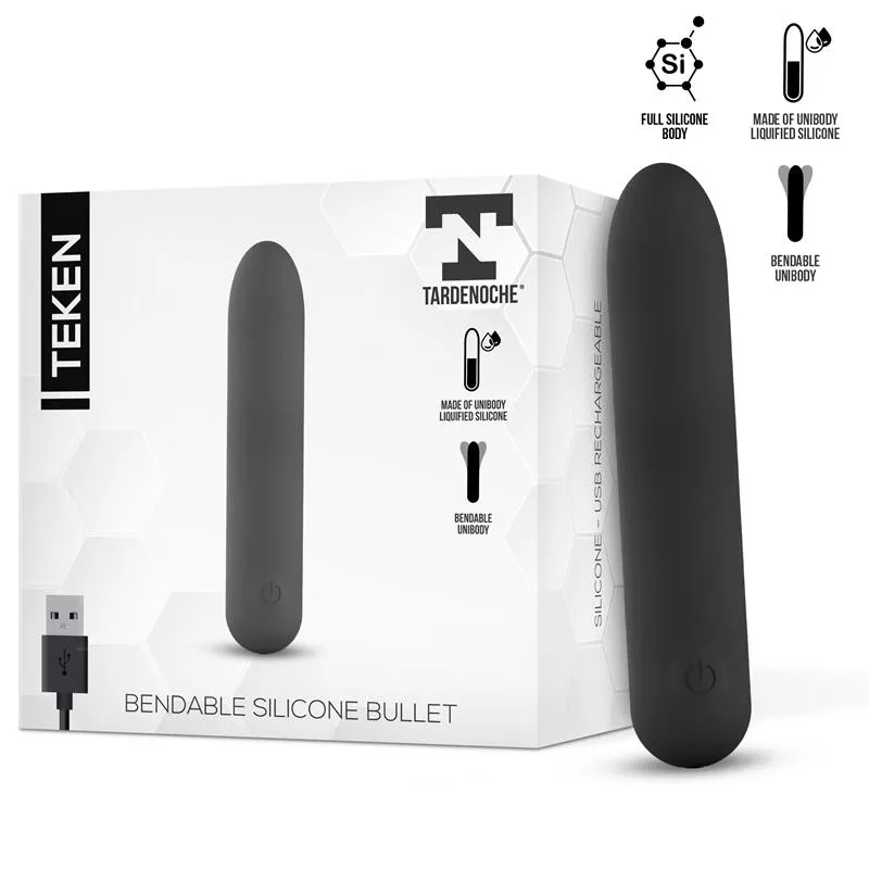 Teken Bala Vibradora Flexible Silicona Líquida Unibody USB Magnético · TARDENOCHE · Huevos y Balas Vibradoras