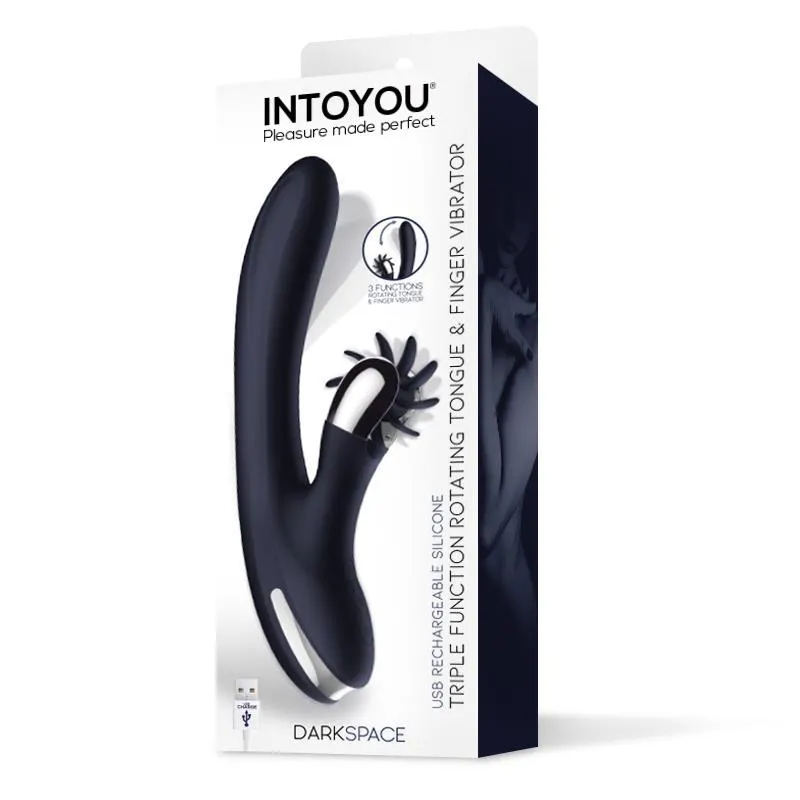 Darkspace Vibrador con Lenguas Rotadora y Movimiento Finger Azul · INTOYOU · Vibradores — Foto 5