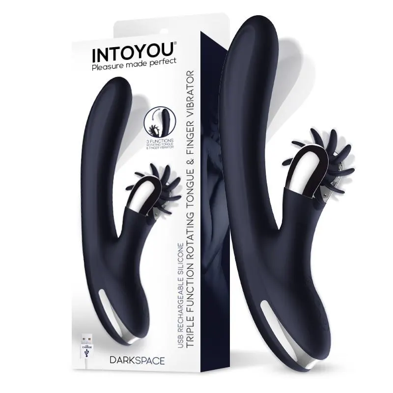 Darkspace Vibrador con Lenguas Rotadora y Movimiento Finger Azul · INTOYOU · Vibradores