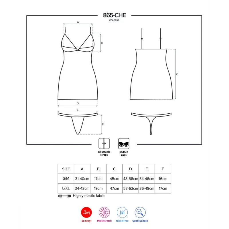 865-CHE-1 Chemise y Tanga Negro · S/M · OBSESSIVE · Conjuntos y Bodies — Foto 3