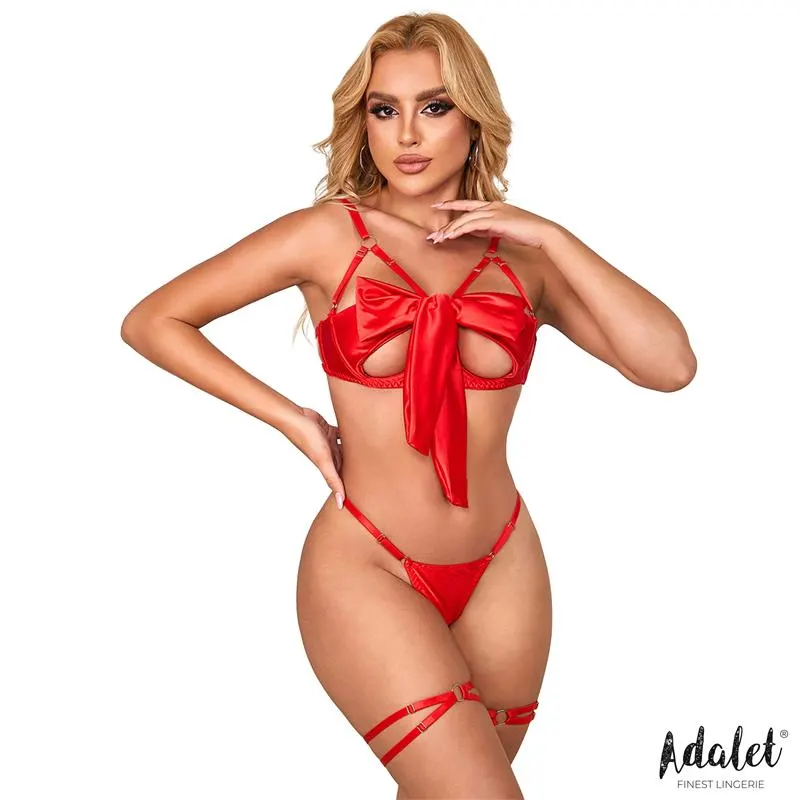 Riley Set Sujetador con Lazo, Tanga y Ligas · S/M · ADALET LINGERIE · Conjuntos y Bodies
