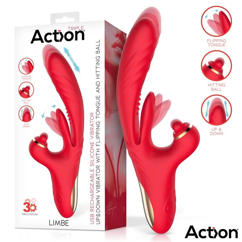 Limbe Vibrador con Lengua Flip-Flap, Bola Percutora y Up and Down · ACTION · Vibradores