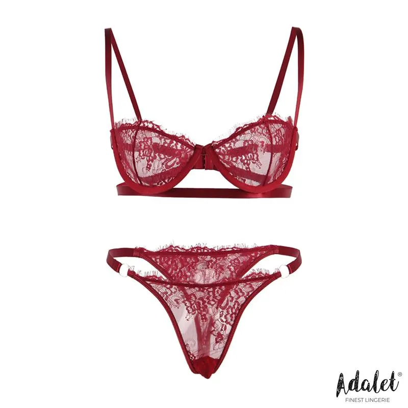 Mia Set Sujetador y Tanga de Encaje Burgundy · S/M · ADALET LINGERIE · Conjuntos y Bodies — photo 3