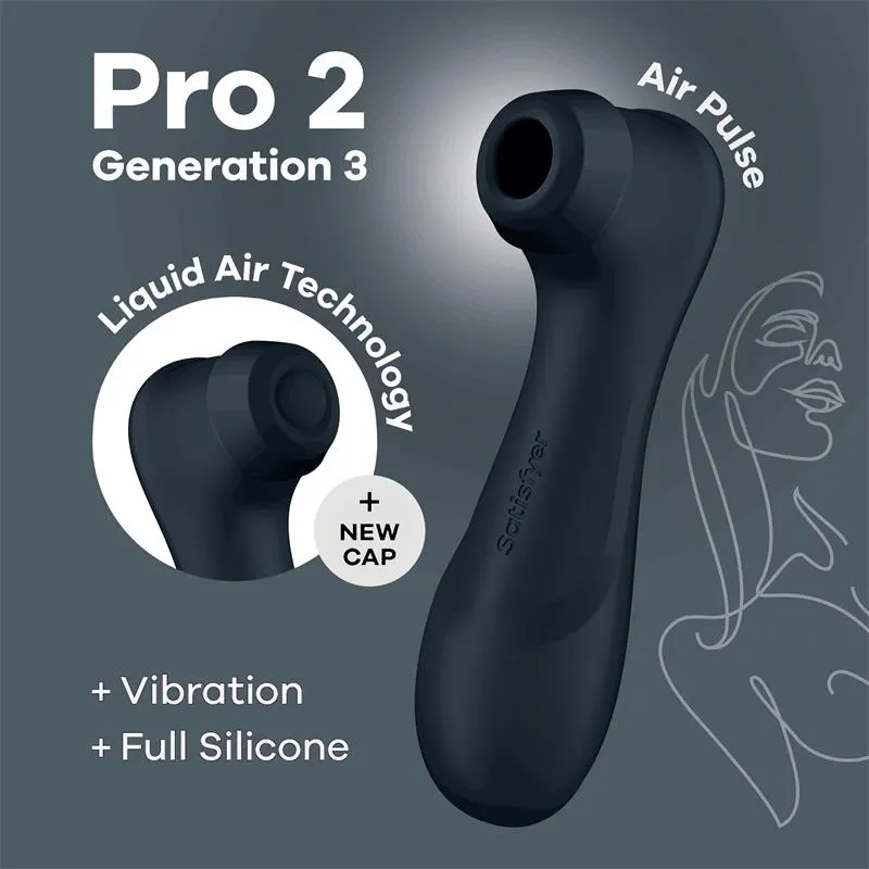 Pro 2 Gener 3 Liquid Air Technology Succión y Vibración Negro · SATISFYER · Estimuladores de Clítoris