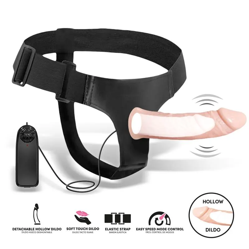 Bemax Arnés con Dildo Hueco Desmontable, Vibración y Control Remoto · HARNESS COLLECTION LATETOBED · Línea LGBT+ — Foto 2