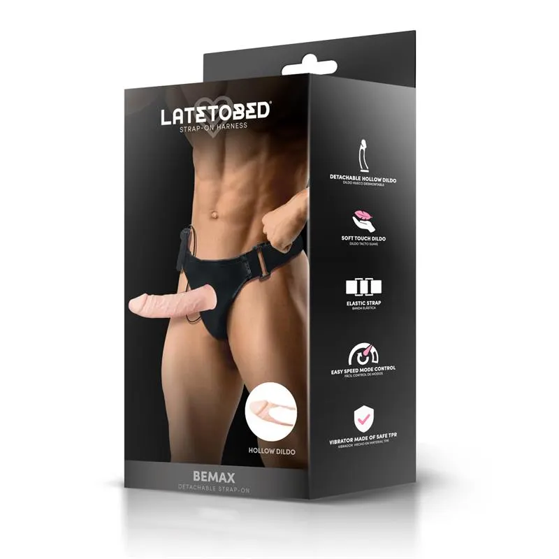 Bemax Arnés con Dildo Hueco Desmontable, Vibración y Control Remoto · HARNESS COLLECTION LATETOBED · Línea LGBT+ — Foto 5