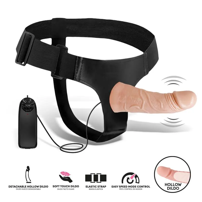 Eleto Arnés con Dildo Hueco Desmontable, Vibración y Control Remoto · HARNESS COLLECTION LATETOBED · Línea LGBT+ — photo 2