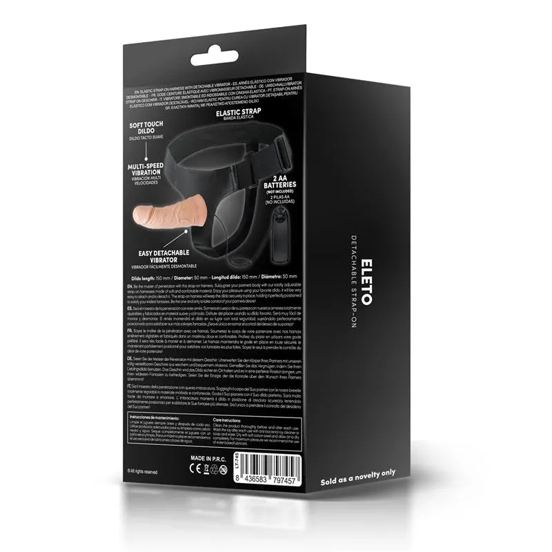 Eleto Arnés con Dildo Hueco Desmontable, Vibración y Control Remoto · HARNESS COLLECTION LATETOBED · Línea LGBT+ — photo 6