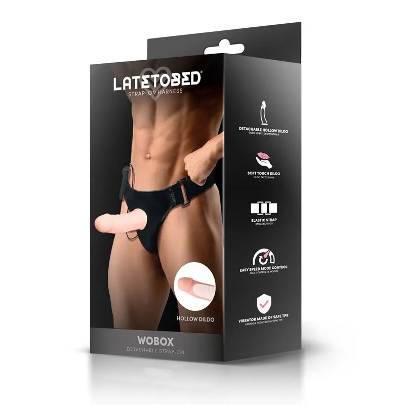 Wobox Arnés con Dildo Hueco Desmontable, Vibración y Control Remoto · HARNESS COLLECTION LATETOBED · Línea LGBT+ — photo 5