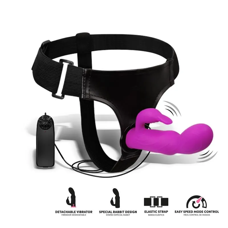 Hymax Arnés con Dildo-Vibrador con Conejito y Control Remoto · HARNESS COLLECTION LATETOBED · Dildos — Foto 2
