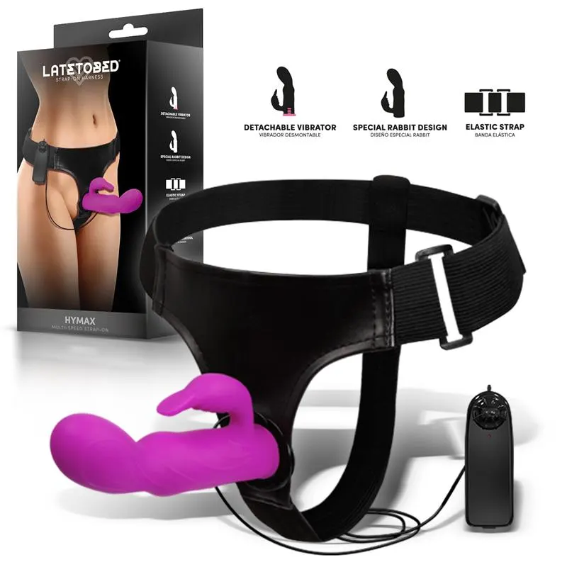 Hymax Arnés con Dildo-Vibrador con Conejito y Control Remoto · HARNESS COLLECTION LATETOBED · Dildos
