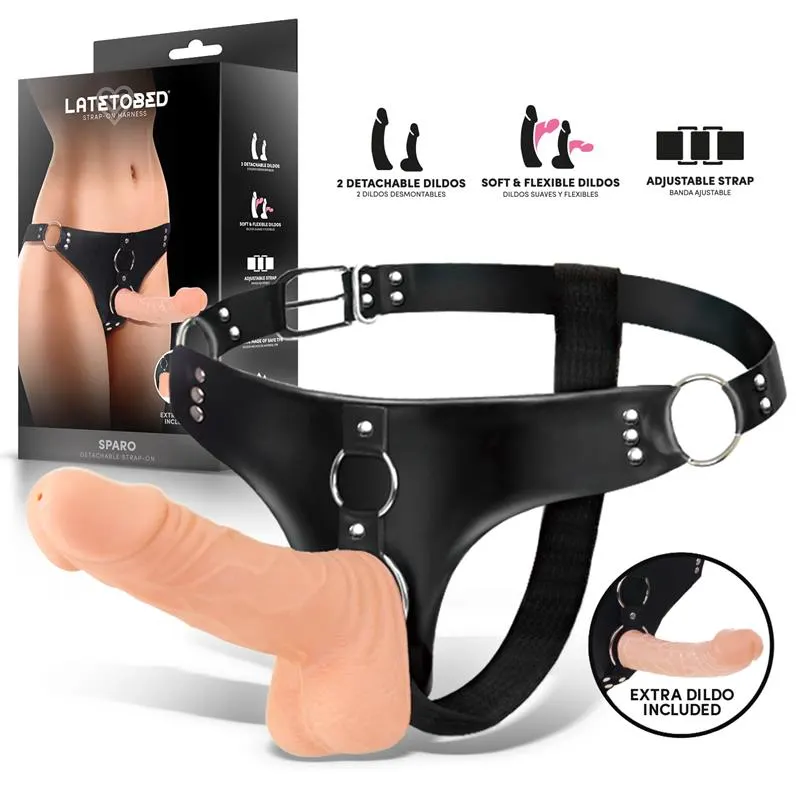 Sparo Arnés con 2 Dildos Realistas Desmontables · HARNESS COLLECTION LATETOBED · Dildos