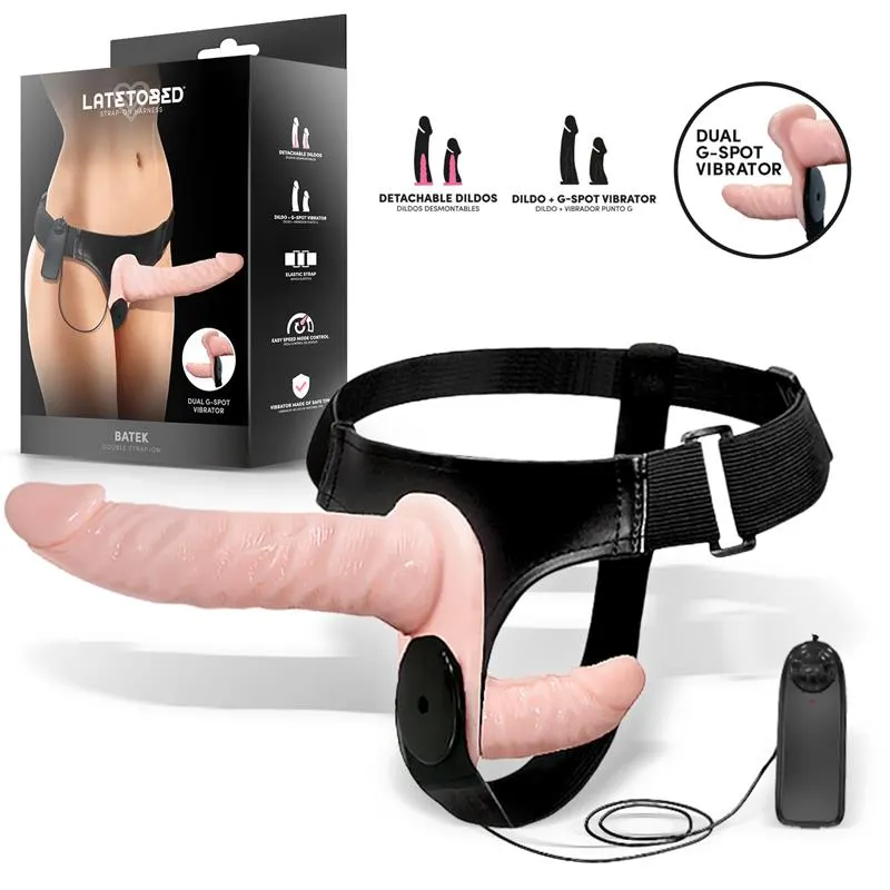 Batek Arnés con Dildo Doble Desmontable, Punto G y Vibración Control Remoto · HARNESS COLLECTION LATETOBED · Dildos