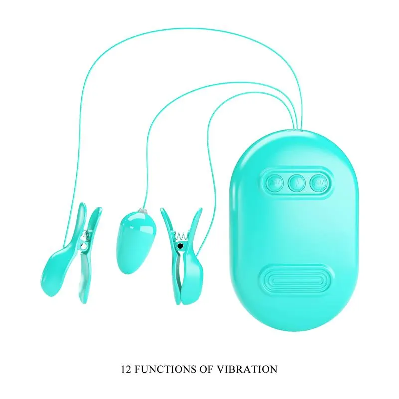 Surprise Box Huevo Vibrador y Pinzas para Pezones con Electro Estimulación Azul · PRETTYLOVE · Estimuladores de Clítoris — Foto 3