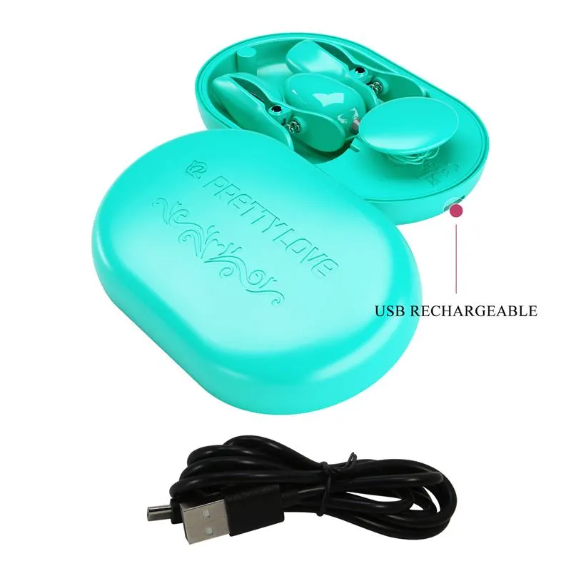 Surprise Box Huevo Vibrador y Pinzas para Pezones con Electro Estimulación Azul · PRETTYLOVE · Estimuladores de Clítoris — Foto 9