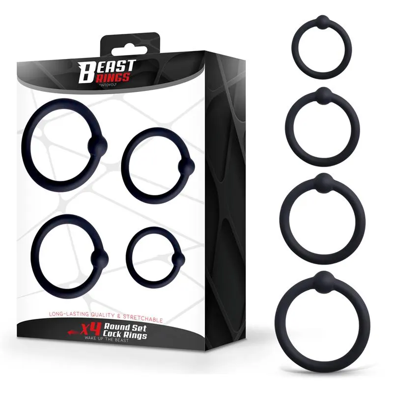 Set de 4 Anillos para el Pene Silicona · BEAST RINGS · Anillos para el Pene
