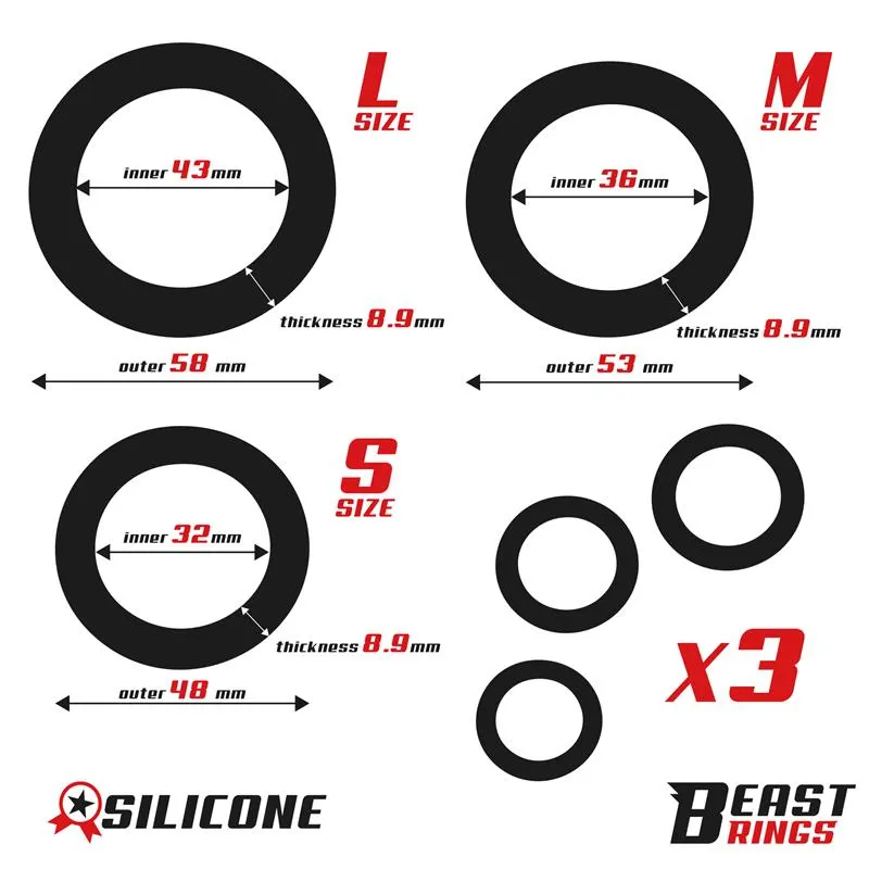 Set de 3 Anillos para el Pene S, M y L · BEAST RINGS · BEAST RINGS · Anillos para el Pene — Foto 4