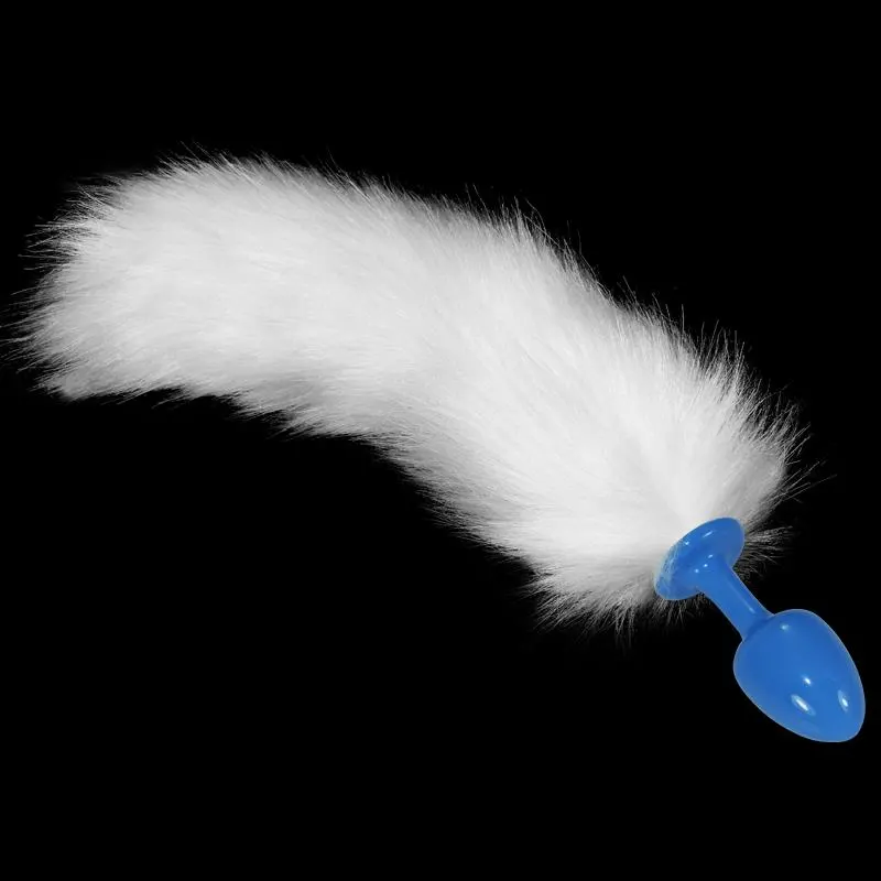 Plug Anal de Metal Azul con Cola Blanca · LOVETOY · Anal