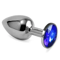 Plug Anal Plateado Rosebud Classic con Joya Azul Oscuro Talla S · LOVETOY · Anal