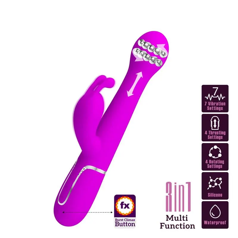 Vibrador con Thrusting y Bolas Rotatorias Dejon Rosa · PRETTYLOVE · Vibradores