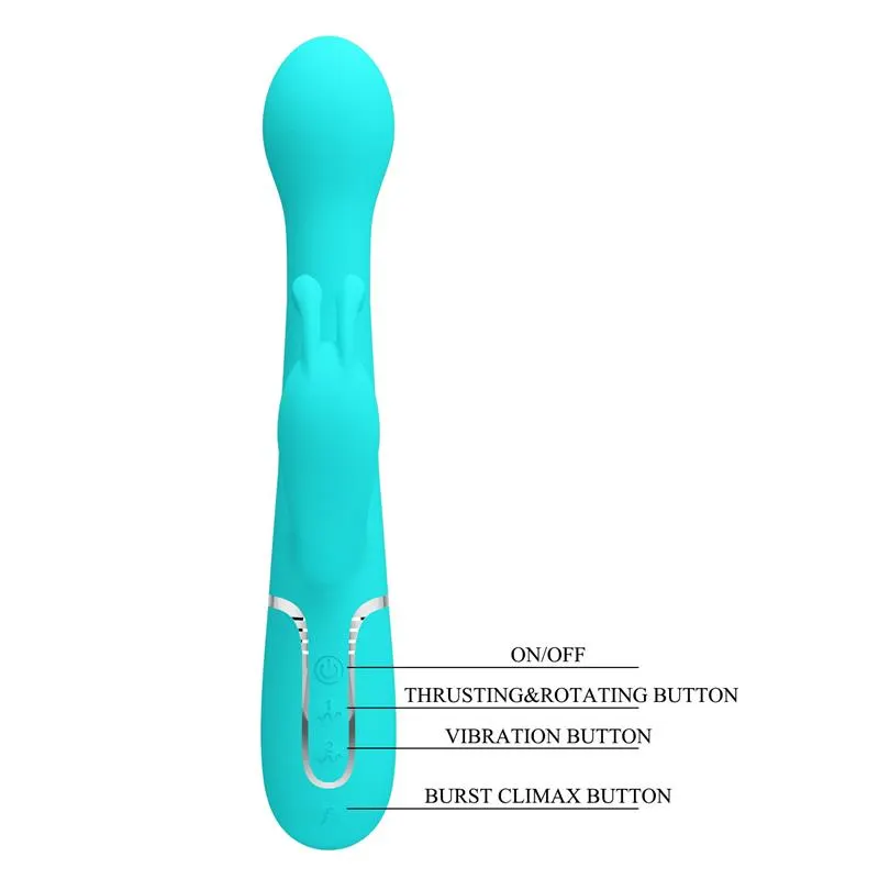 Vibrador con Thrusting y Bolas Rotatorias Dejon Azul · PRETTYLOVE · Vibradores — Foto 8