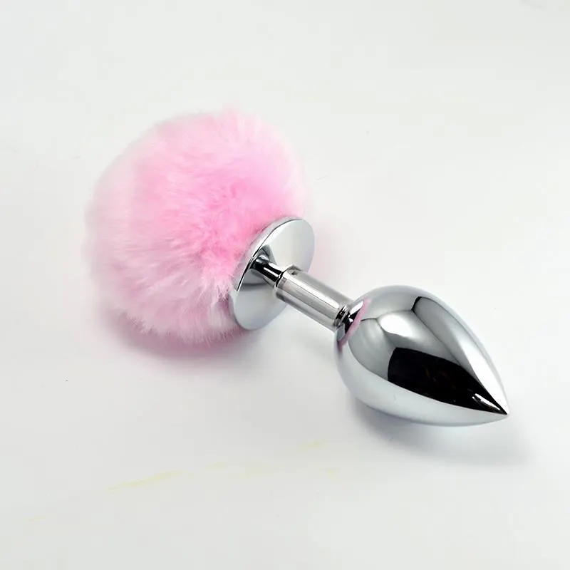 Plug Anal de Metal con Pompon Rosa Talla L · LOVETOY · Anal