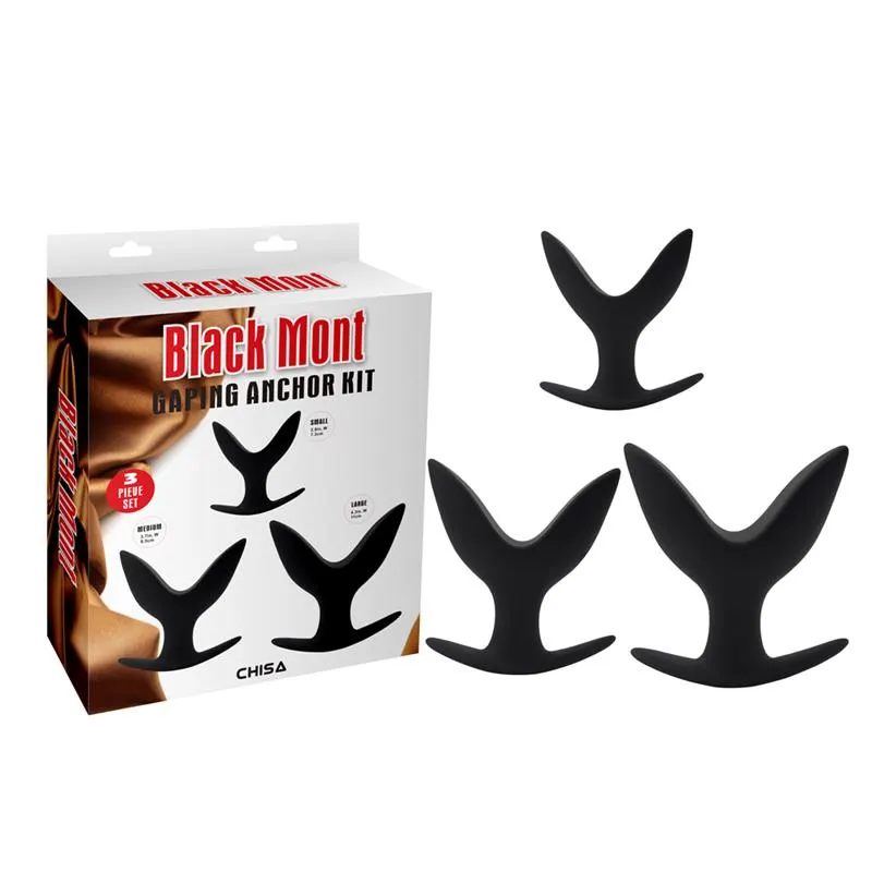 Kit 3 Plug Gaping Anchor Silicona Negro · CHISA · Anal
