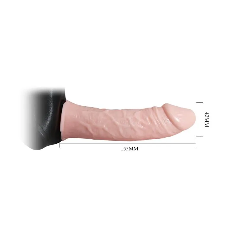 Arnés con Dildo Hueco y Vibración 15.5 x 4.2 cm Natural · BAILE · Anillos para el Pene — foto 6