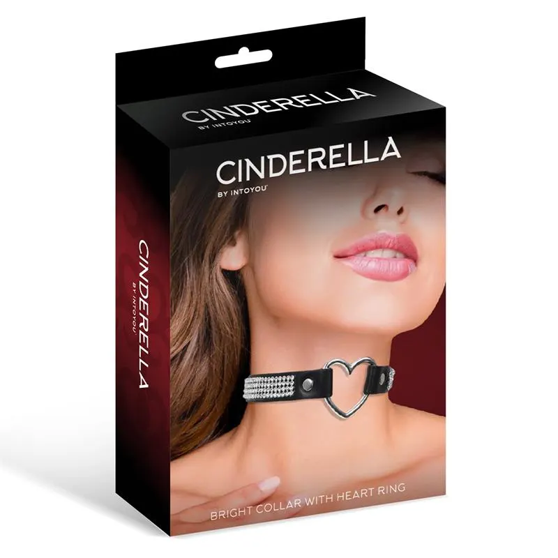 Collar con Corazón y Pedrería Estilo Choker Cuero Vegano Talla Única · CINDERELLA · Accesorios y Sets — Foto 3