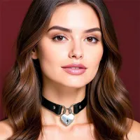 Collar con Candado de Corazón Cuero Vegano Talla Única · CINDERELLA · Accesorios y Sets