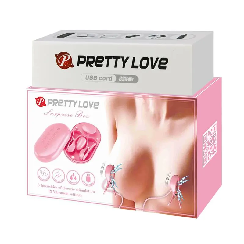 Surprise Box Huevo Vibrador y Pinzas para Pezones con Electro Estimulación Rosa · PRETTYLOVE · Estimuladores de Clítoris — Foto 11
