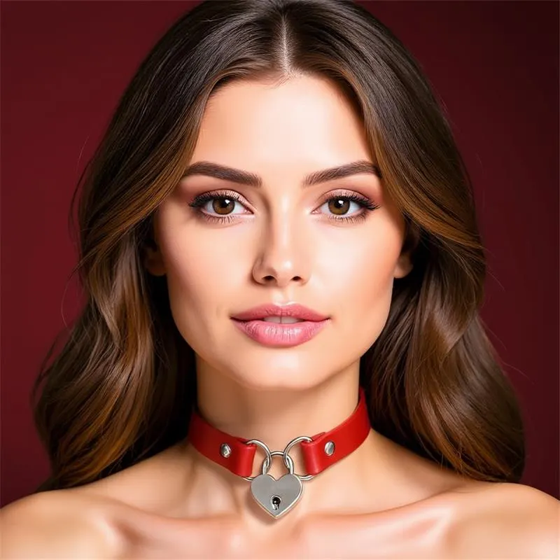 Collar con Candado de Corazón Cuero Vegano Talla Única · CINDERELLA · Accesorios y Sets