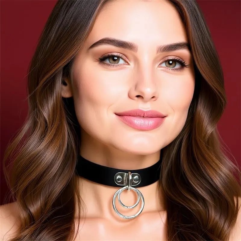 Collar con Doble Aro Cuero Vegano Talla Única · CINDERELLA · Accesorios y Sets