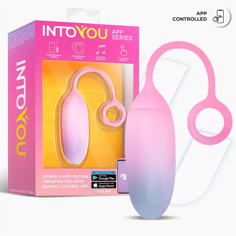 Huevo Silicona Doble Capa con APP Azul/Rosa · INTOYOU APP SERIES · Huevos y Balas Vibradoras — photo 2