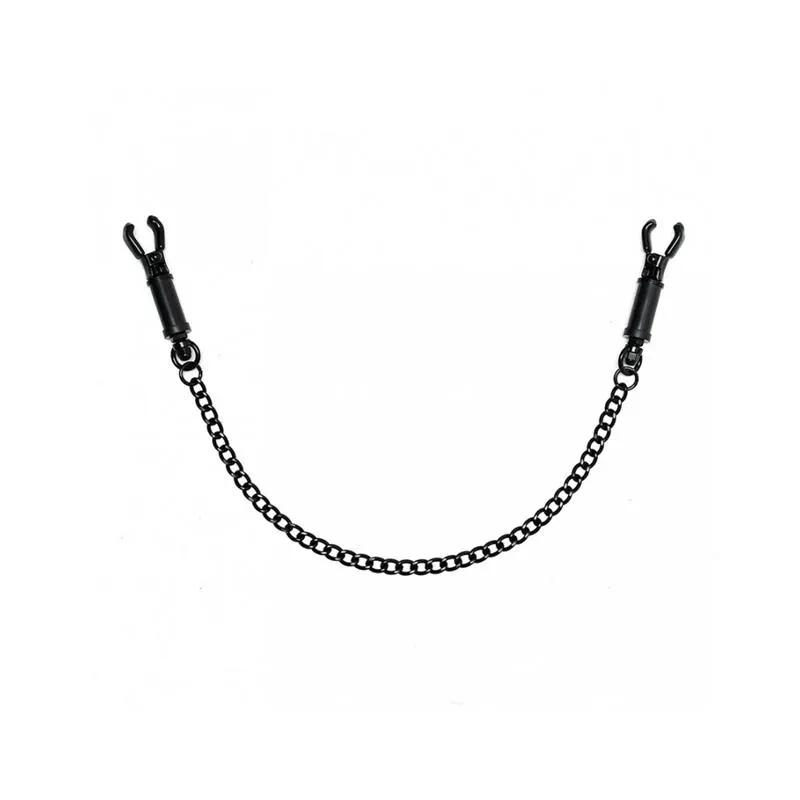 Pinzas para Pezones con Cadena Ajustable Negro · BONDAGE PLAY · Pinzas y Pezoneras