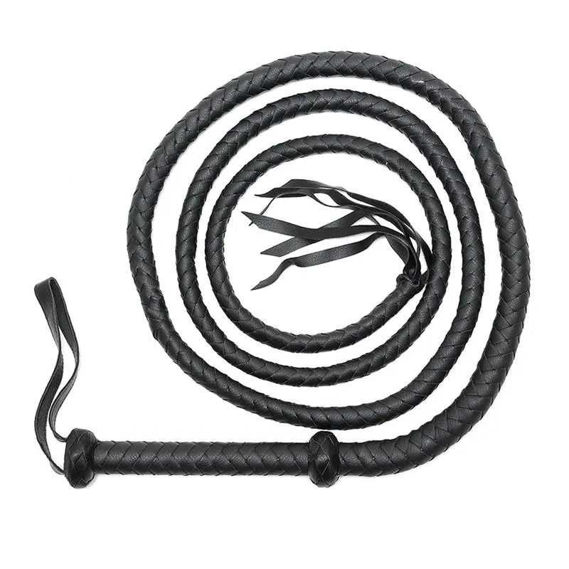 Látigo Trenzado Cuero Negro 250 cm · BONDAGE PLAY · Spanking y Azotes