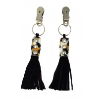 Pinzas de Cuero Estampado Leopardo y Flecos · BONDAGE PLAY · Pinzas y Pezoneras