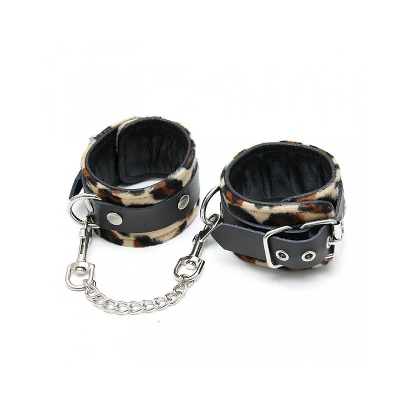 Esposas de Cuero Estampado Leopardo  Ajustable · BONDAGE PLAY · Esposas y Ataduras — photo 2